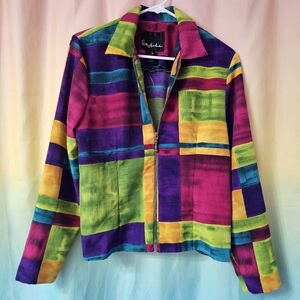 Vintage Rainbow Color Block Blazer Zippered Jacket By Anthony Mark Hankins